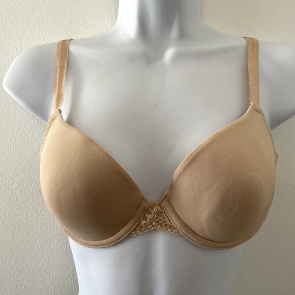 Wacoal French Garden Bra 32C Sand Beige Seamless Underwire T-Shirt Lace NWOT - Picture 1 of 5